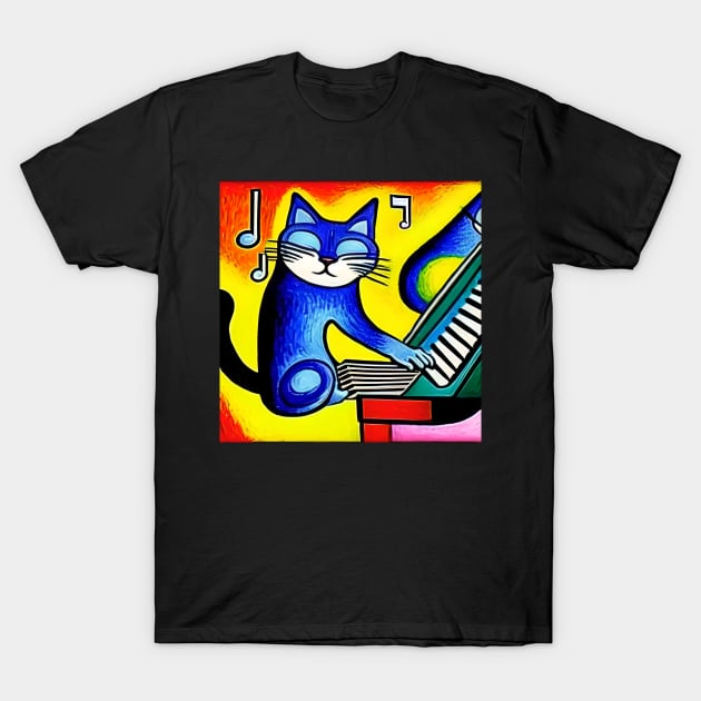 A Cat Playing The Keyboard T-Shirt by Musical Art By Andrew